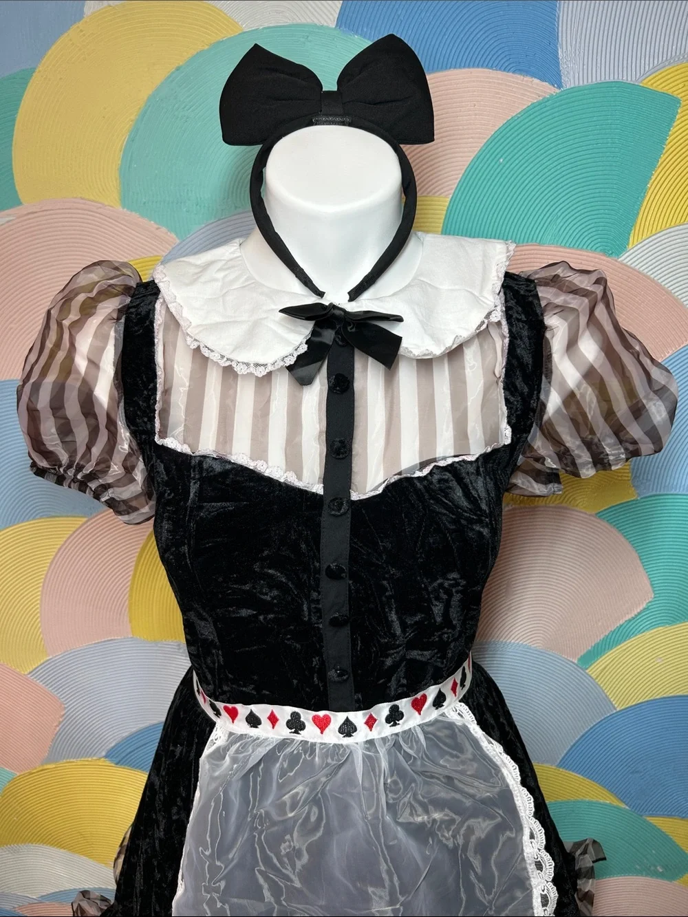 Dolls Kill Black Card Suit Maid Costume with White Apron women’s sz M